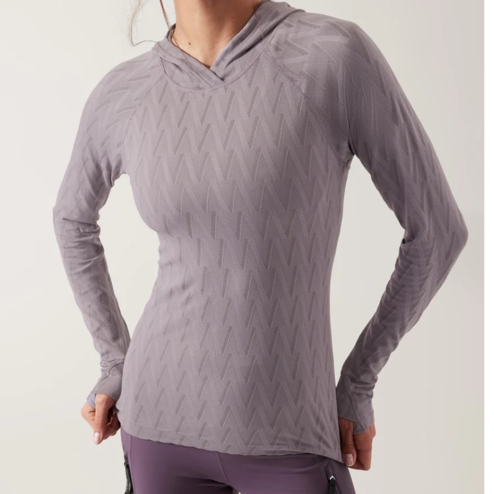 Athleta Top Womens Small Tinsel Purple Legend Momentum Seamless Hoodie Like New